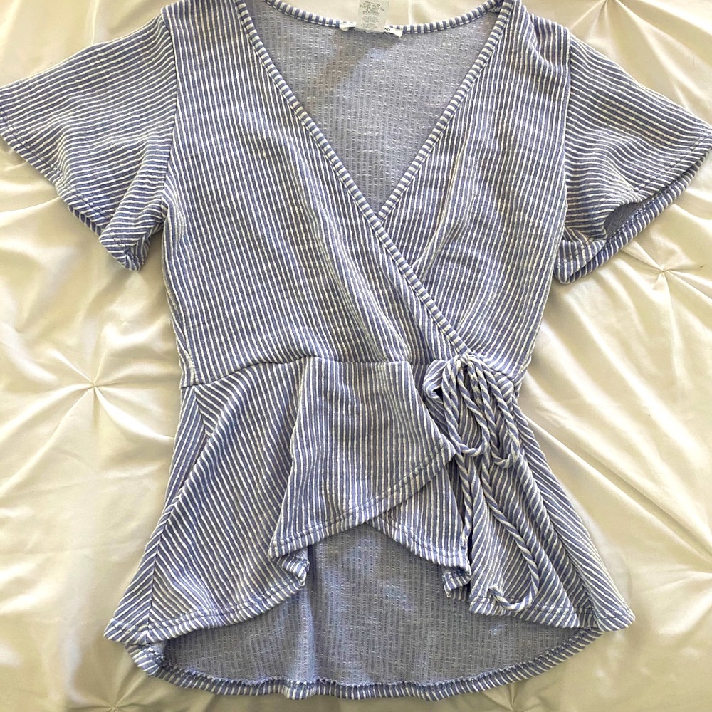 Cute Blue Wrap Around Top